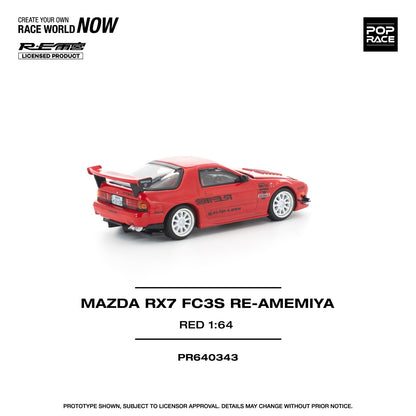 ( PR640343 ) POP Race MAZDA RX7 FC3S RE-AMEMIYA RED 1:64 Scale Diecast Model