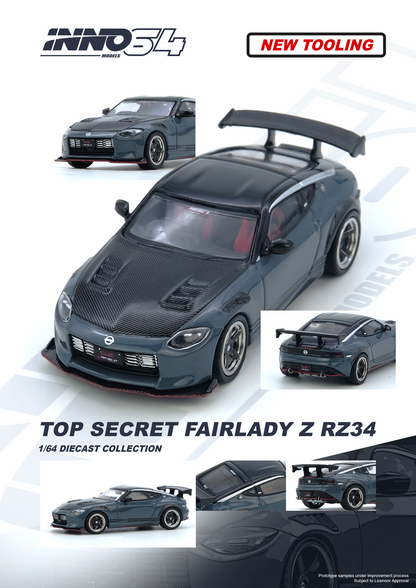 INNO64 Top Secret Fairlady Z (RZ64) Stealth Gray 1:64 Scale Metal Diecast IN64-Z34TS-SG