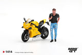PREORDER Mini GT. 1414 DUCATI PANIGALE V4 S GIALLO W/ FIGURE Diecast Model 1:64 Scale (ETA-Apr 2027)