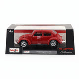 Maisto Volkswagen Beetle Red Imported 1:24 Scale Diecast Model Car With Acrylic Display Box