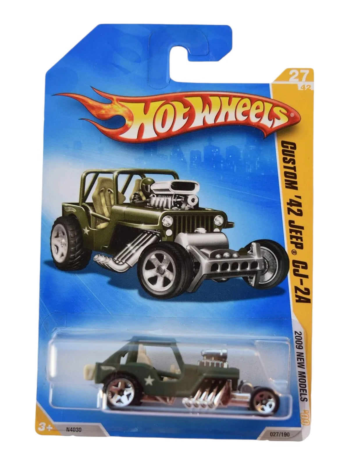 HotWheels 'Custom 42 Jeep CJ - 2A Imported Mainline 1:64 Scale ( Card Damege Car Mint Condition ) Diecast Model
