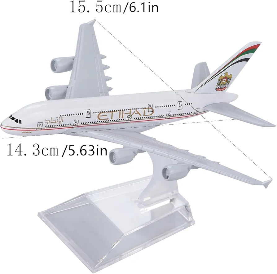 Aircraft Model Airbus ETIHAD Airlines A380 Model - 16cm  Airplane Durable Construction (Code-102A)