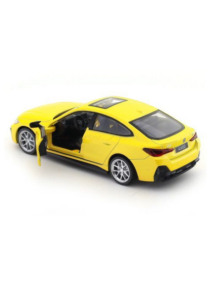 BMW i4 M50 Yellow 1:34 MSZ licensed pullback diecast Scale Model car