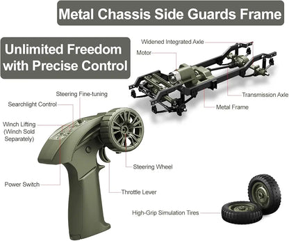 Remote Control Truck, RC Willys Military Jeep Car 1/12 Scale with Rechargeable Battery 2.4Ghz 4x4 Off-Road Remote-Control Crawler Vehicle