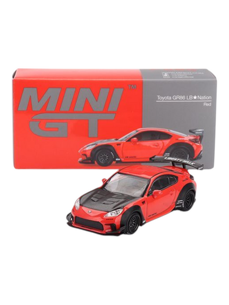 Miniature Toyota GR86 LB Nation Red 1/64 Mini GT - RHD, édition Limitée, Boîte Fermée