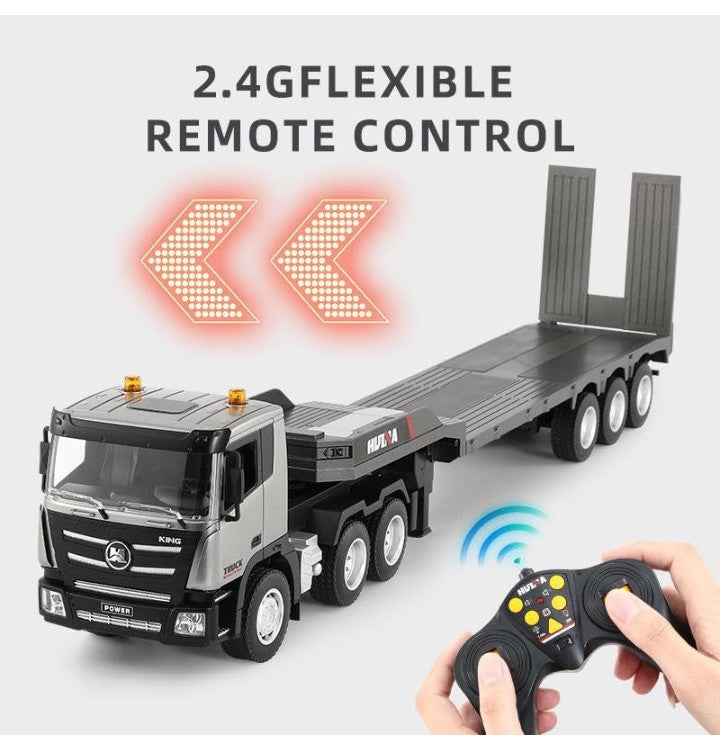 Huina 1318 1:18 RC Tractor Truck 9CH Remote Control Cars with Flatbed Trailer Assembled and Painted Hobby Model
