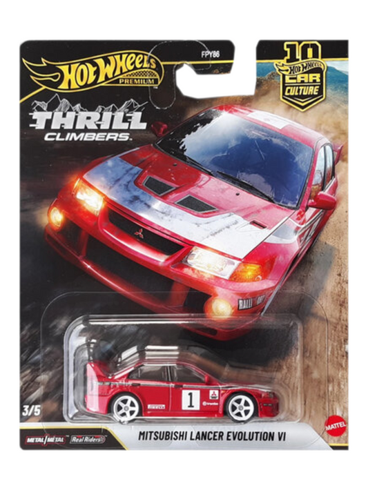 HotWheels Car Culture Thrill Climbers Mitsubishi Lancer Evolution VI Imported Premium 1:64 Scale