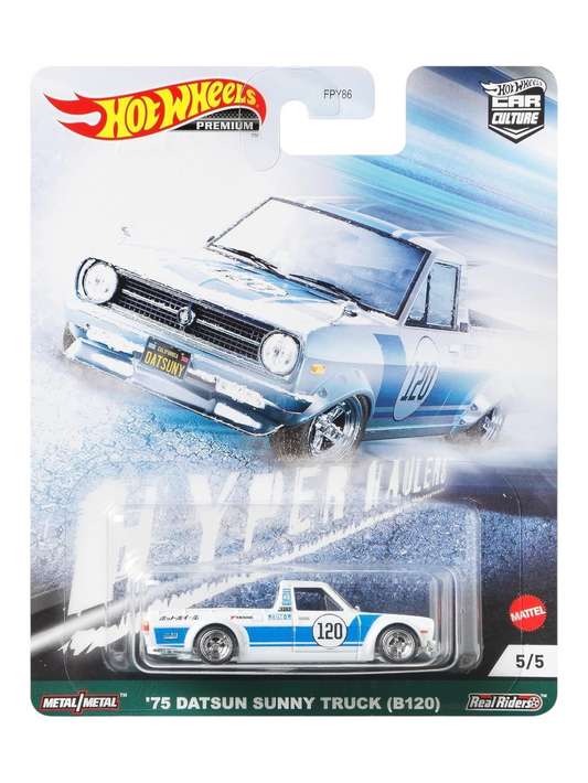 HotWheels Car Culture Hyper Haulers 75 Datsun Sunny Truck (B120) Imported Premium 1:64 Scale