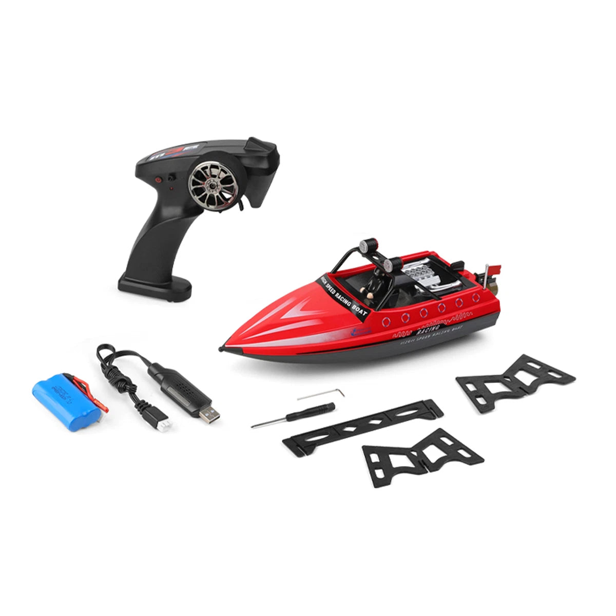 Jet ship WL917 RC 16km/H RC Boat 2.4GHz Remote Control Boats RED O0N2