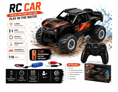 Remote Control Cars For Kids, Land & Water Off-Road Monster Truck for Boys, 4WD RC Stunt Car Scale 1:16 | Code: Q156